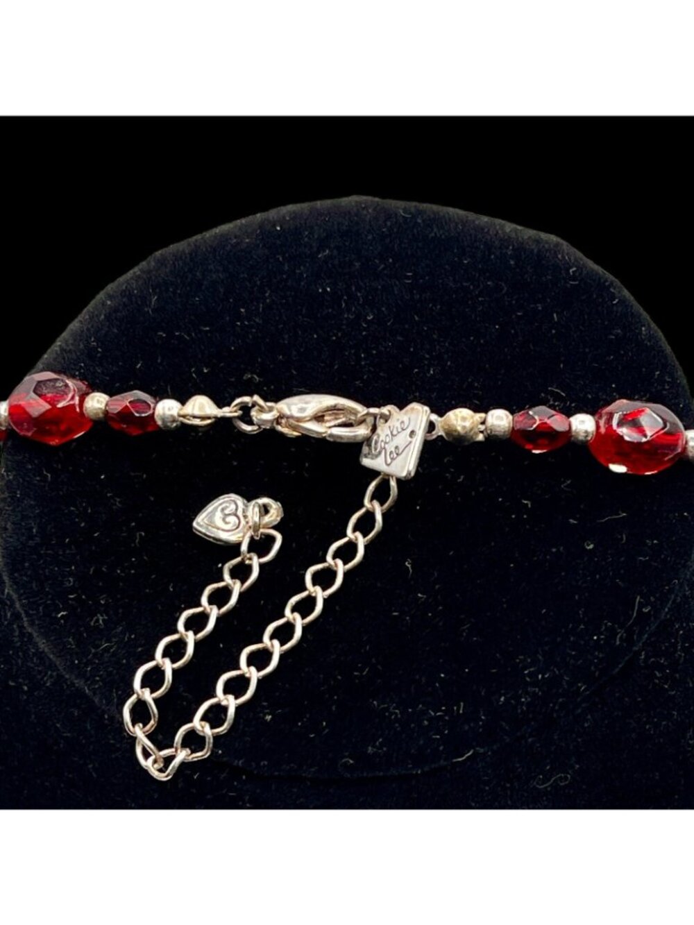 Holiday Necklace + Bracelet Set by Cookie Lee, Glass Bead Bracelet, Angel Brooch - Picture 11 of 12